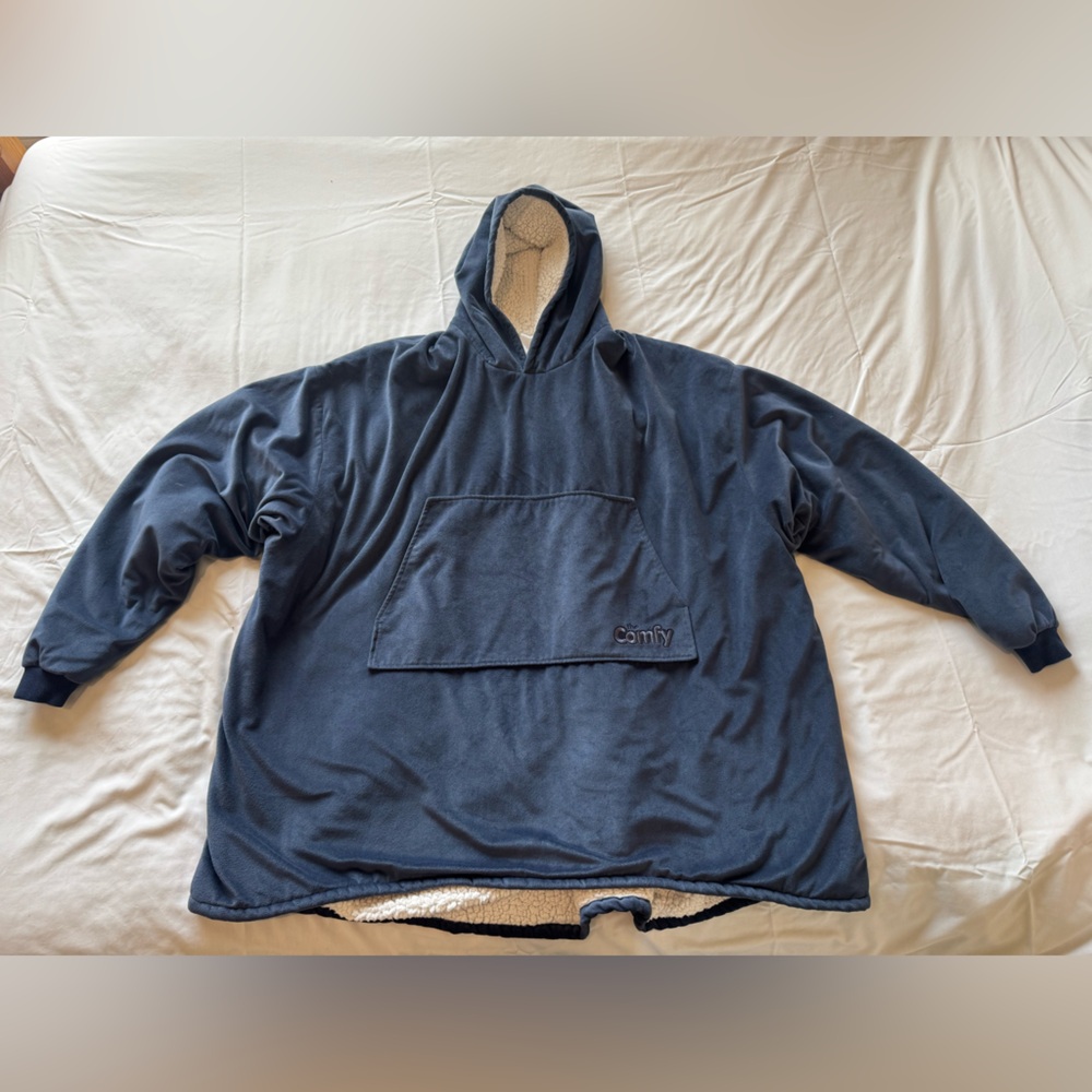🧸 The Comfy Original Sherpa Lined Oversized Hoodie – Women’s Large – Navy unisex